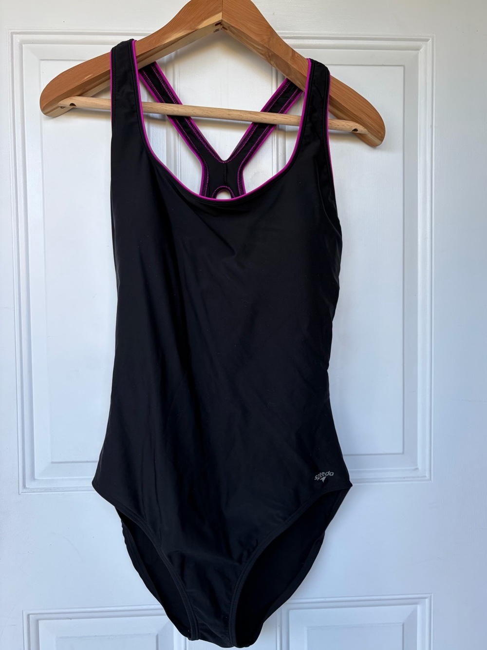 •Speedo• Black One-Piece Racerback Athletic Swimsuit - Size 16